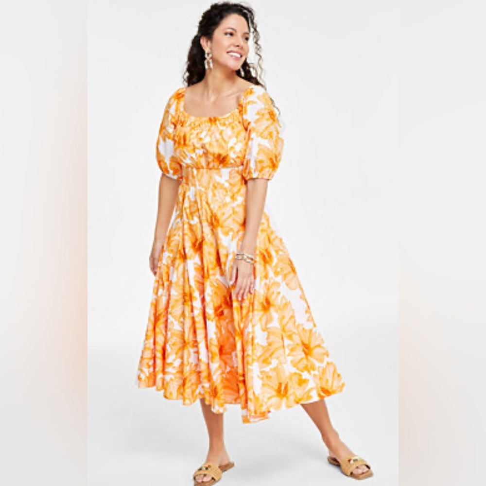 New INC Floral print Cotton Midi  Dress made for Macys Size 3X  🌸🌺🌺
